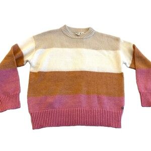 ROXY Striped Womens Sweater‎ Cream/Orange/Pink/Grey; Size S